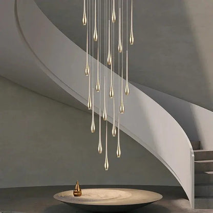 Golden Branch Staircase Chandelier — Multi-Light Pendant for Duplex &amp; Statement Spaces Jonine&
