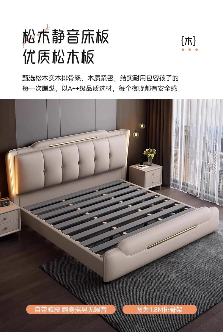French King Upholstered Bed — Double Lounge Bedroom Frame