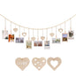 Boho Hanging Photo Display with Wooden Bead Garland — Wall Collage for Bedroom & Office
