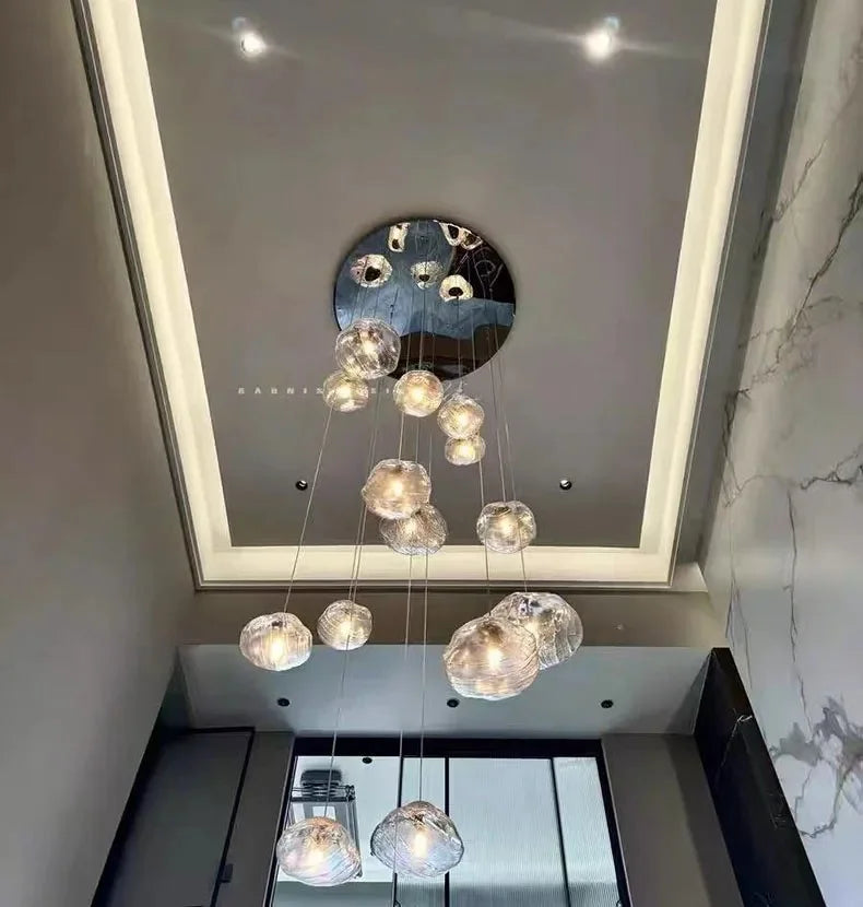 Modern Luxury LED Staircase Chandelier — Dimmable Multi-Head Pendant Light