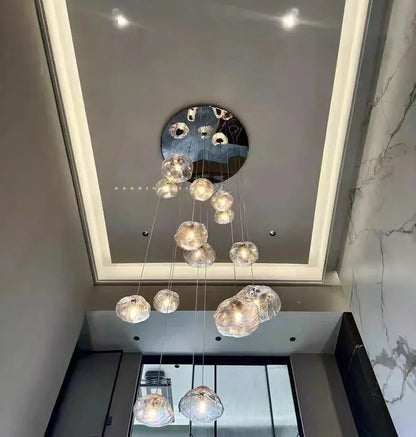Modern Luxury LED Staircase Chandelier — Dimmable Multi-Head Pendant Light
