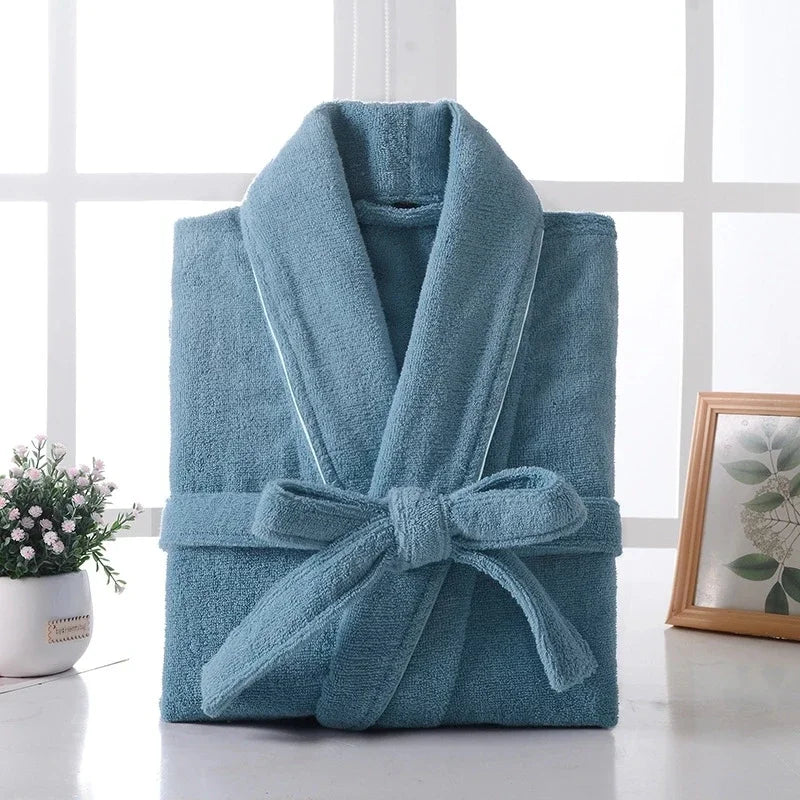 Wrapped in Warmth — 100% Cotton Terry Bathrobe for Women