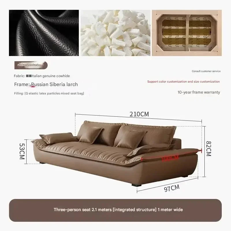 Luxury Genuine Leather Sofa — Designer Modular Living Room Seating