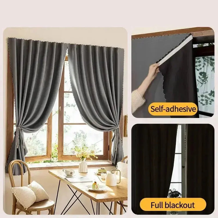 No-Drill Blackout Curtains — Self-Adhesive Bedroom Window Panels Jonine’s Corner