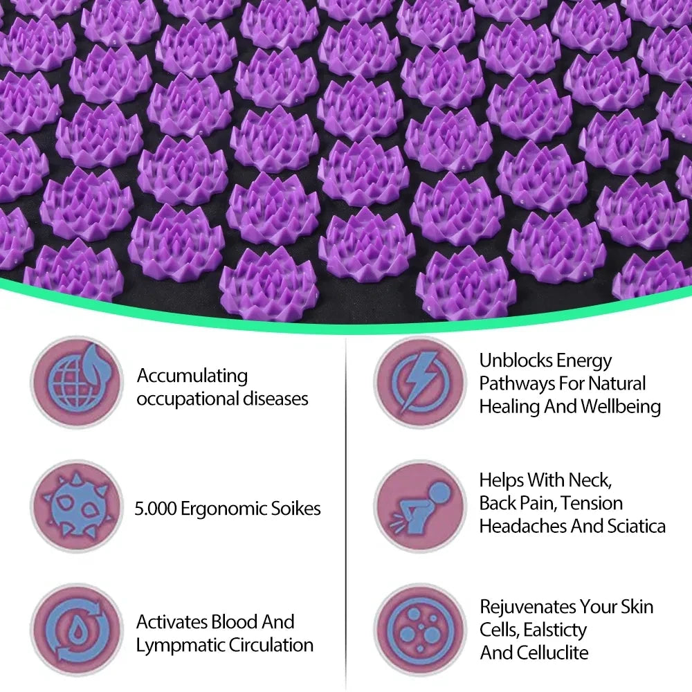 The Pressure Point Set — Spike Acupressure Mat &amp; Pillow for Back Pain, Muscle Relief &amp; Better Sleep