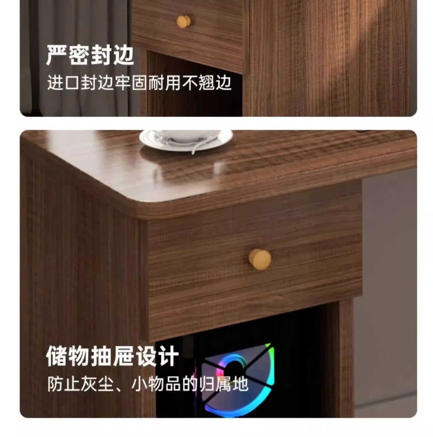 L-Shaped Corner Desk with Bookshelf — Dual Monitor & Home Office