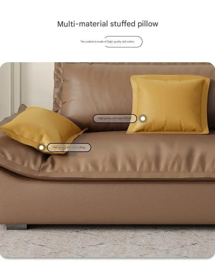 Luxury Genuine Leather Sofa — Designer Modular Living Room Seating