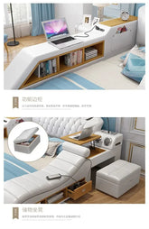 Headboard Storage Double Bed Queen Drawers King Size Smart Bed Luxury Princess Modern Letto Matrimoniale Bedroom Furniture Jonine&
