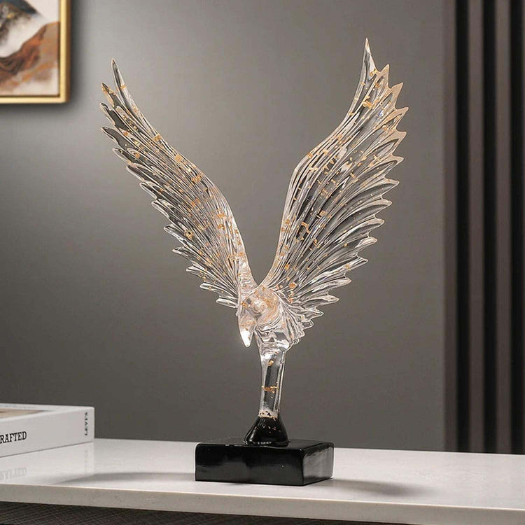 Gold Angel Wing Sculpture — Abstract Resin Figurine for Home Décor & Shelf Styling