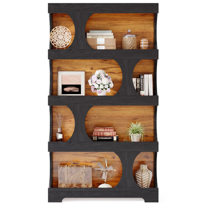 Curves That Work — Tribesigns 71" Tall S-Shaped Bookcase & Display Shelving