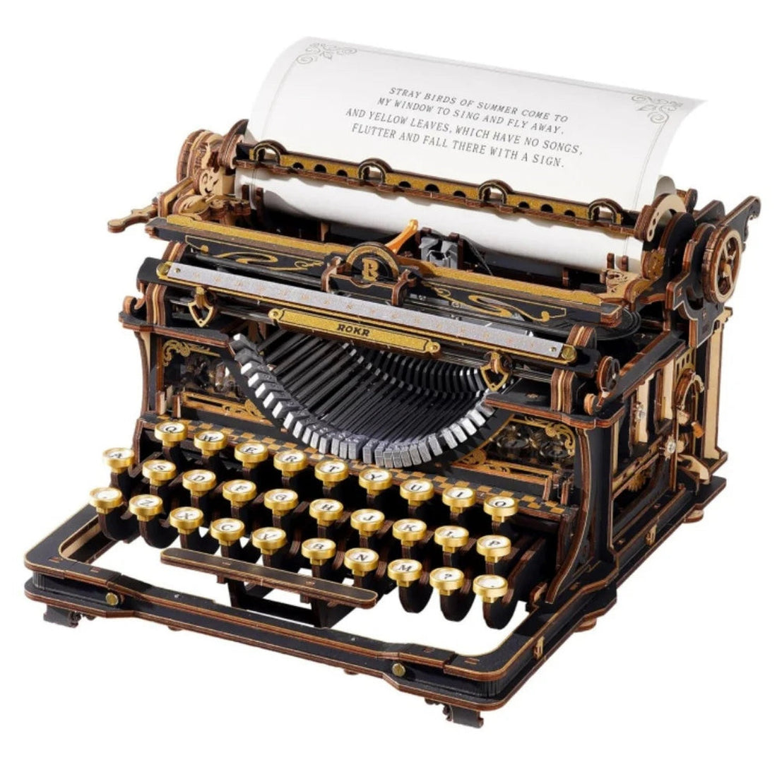 Rokr Vintage Mechanical Typewriter — 3D Wooden Puzzle Kit
