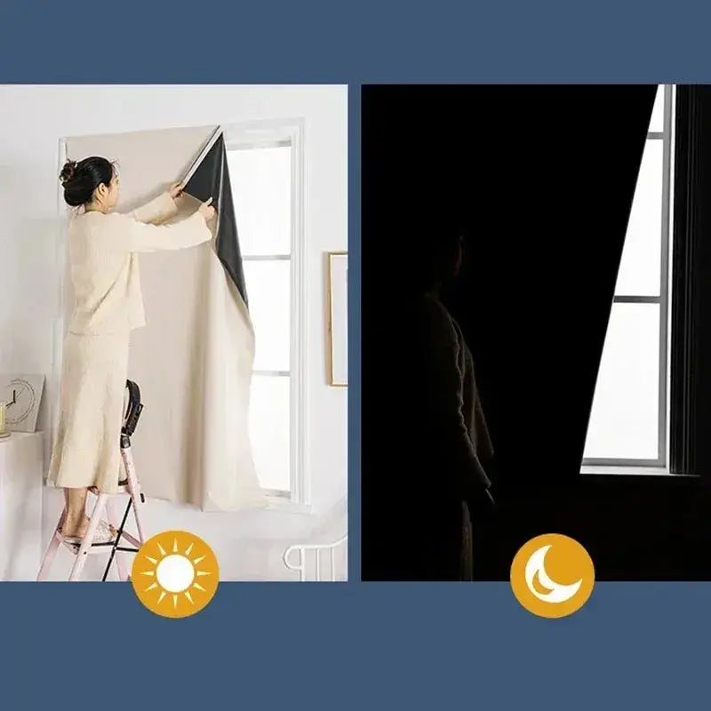 No-Drill Blackout Curtains — Self-Adhesive Bedroom Window Panels Jonine’s Corner