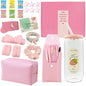 Teen girl gift set with glass cup lid straw makeup brushes and gift box items