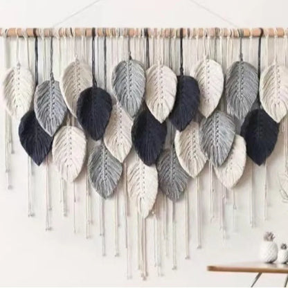 The Boho Wall — Macrame Leaf &amp; Feather Tapestry