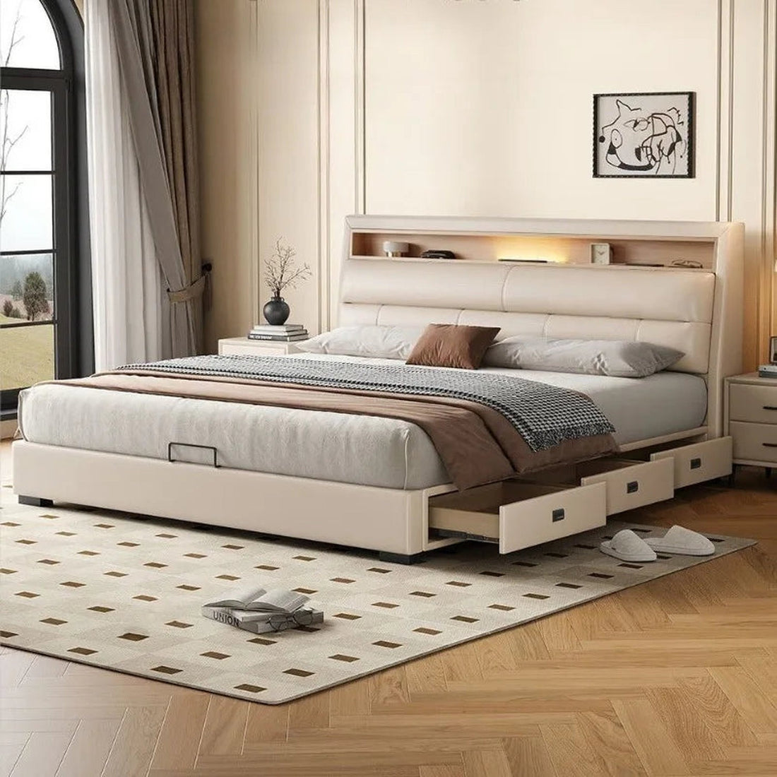 The Storage Bed — Luxury Multifunctional Bed Frame with Storage Headboard