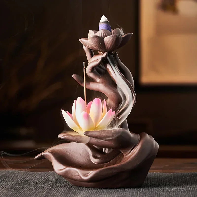 The Zen Burner — Purple Sand Ceramic Backflow Incense Holder for Cone &amp; Stick Incense