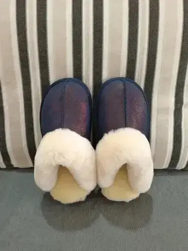 Natural shearing fur slippers Australian sheepskin and fur integrated slippers for men and women&