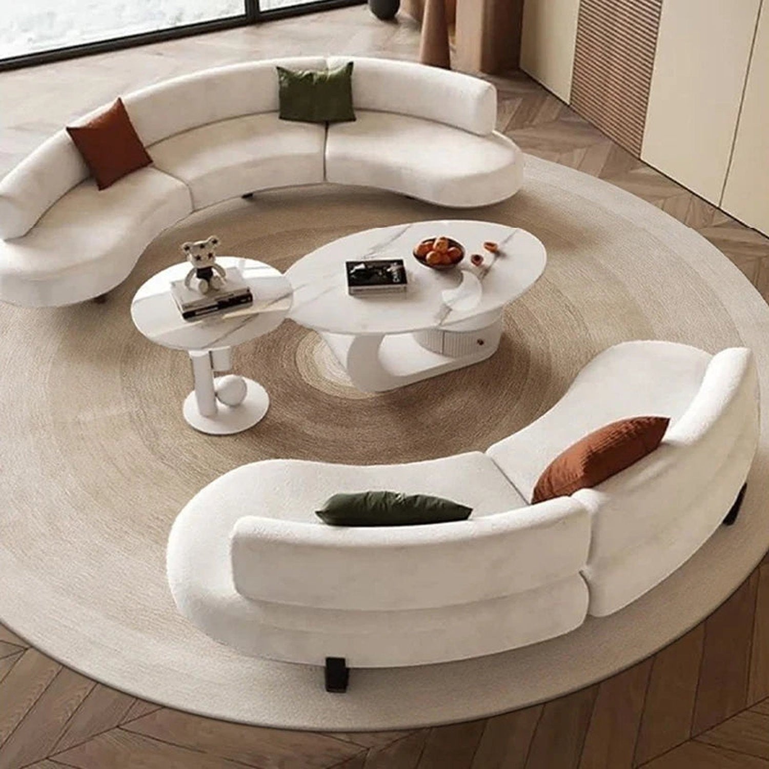 Round Gradient Area Rug — Machine Washable Non-Slip Floor Mat for Living Room &amp; Bedroom