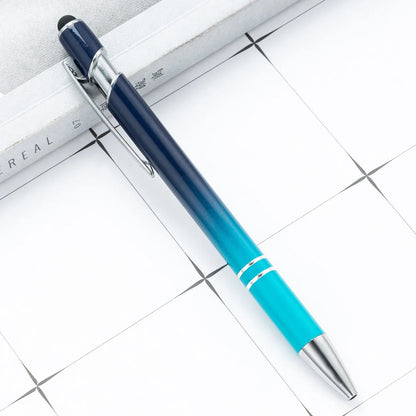 20-200Pcs Gradient Metal Ballpoint Pens with Stylus Tip Free Custom Logo Ballpens for Corporate Gifts & Wedding Favors