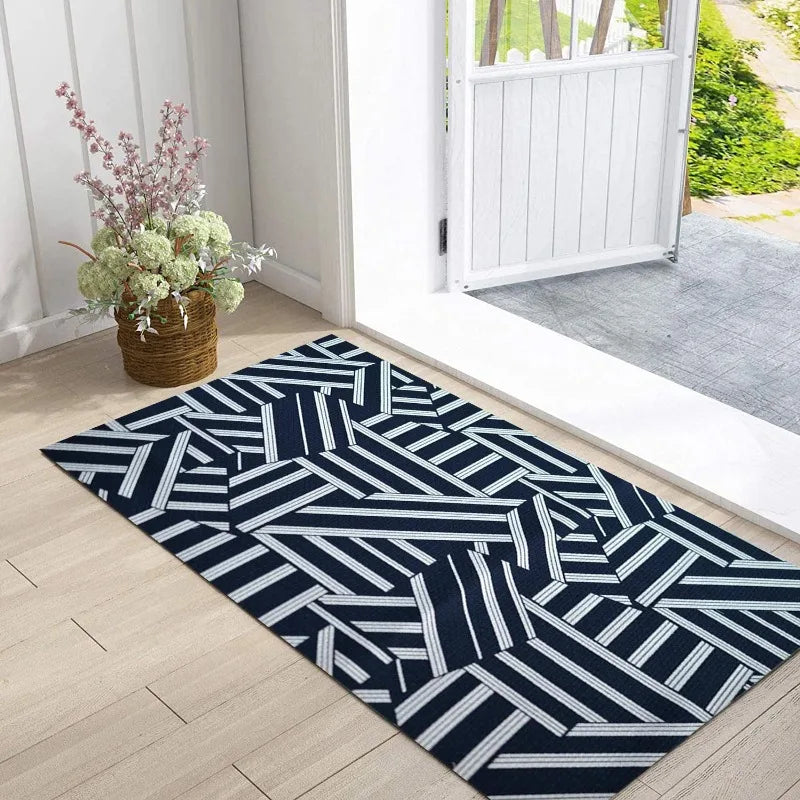 Geometric Entryway Rug — 4 Patterns, Non-Slip Flannel