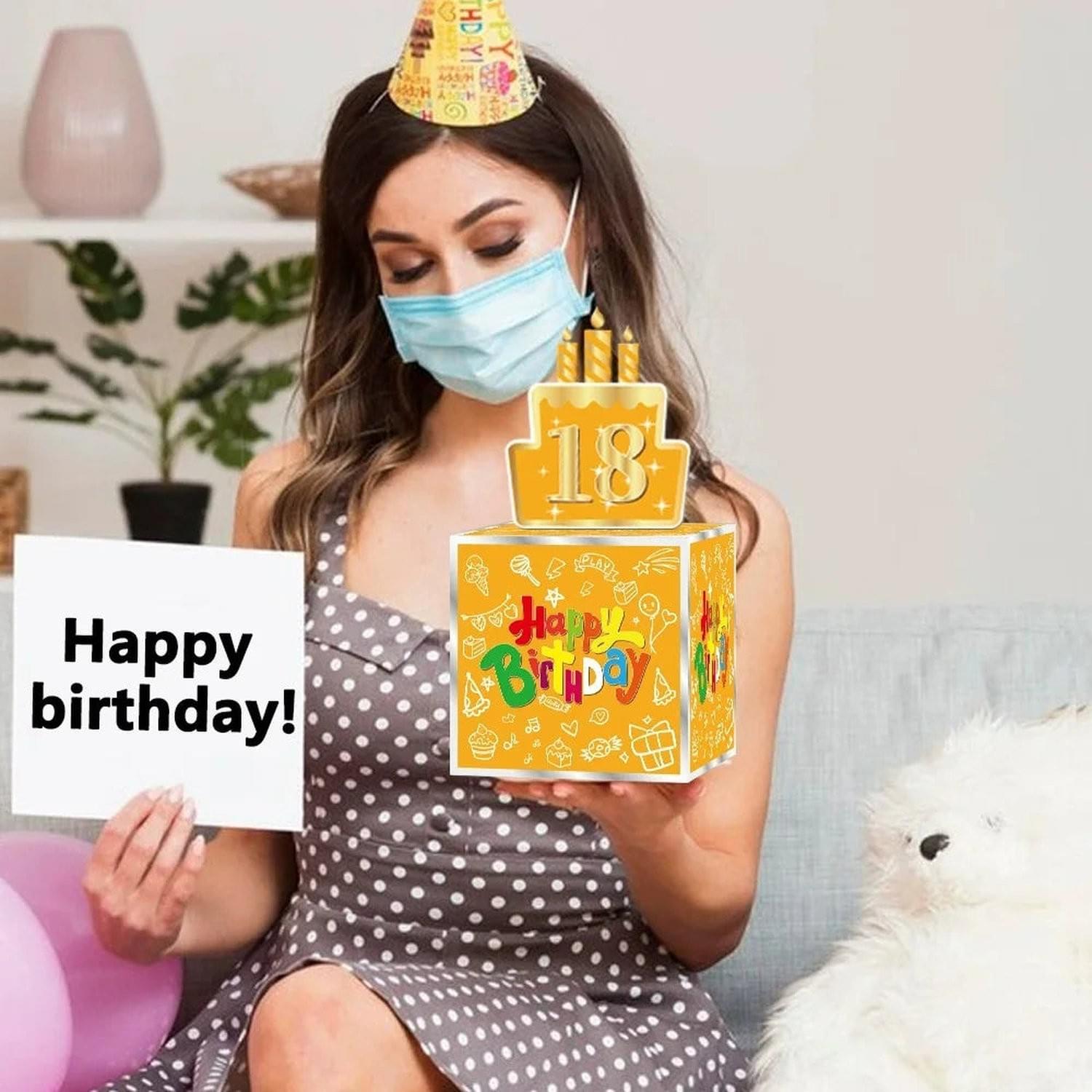 Surprise Money Pull Gift Box with Birthday Card &amp; DIY Stickers
