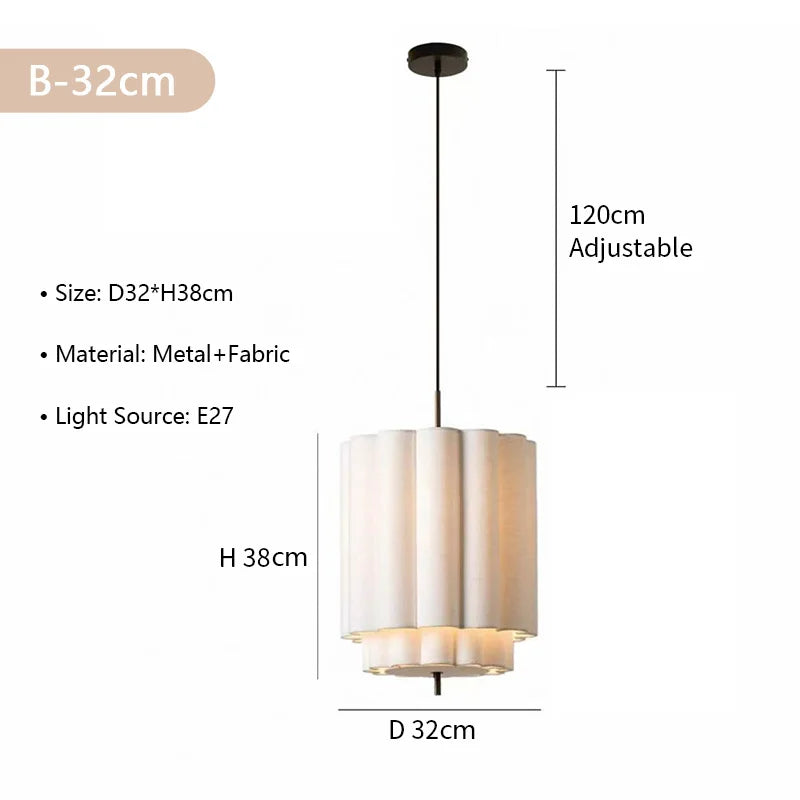 American Wabi Sabi Fabric Pendant Light Living Dining Room Loft Bar Droplight Lighting Home Decor Bedroom Hanging  Chandelier