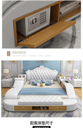 Headboard Storage Double Bed Queen Drawers King Size Smart Bed Luxury Princess Modern Letto Matrimoniale Bedroom Furniture Jonine&