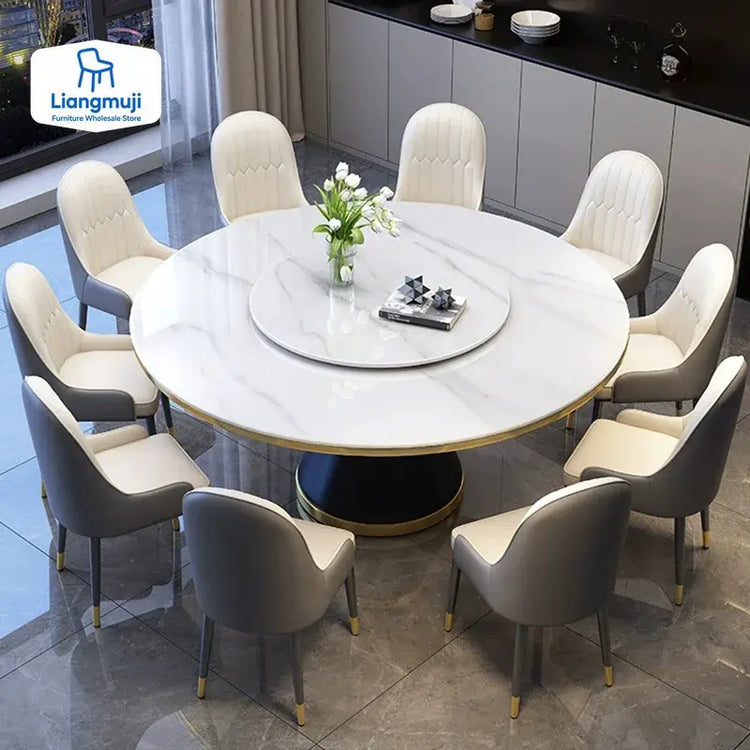Round Sliding Table Luxury Table Stainless Steel Kitchen Islands Transparent Mesa Comedor Garden Furniture Sliding Dining Wash Jonine&