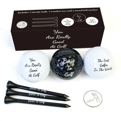 Novelty Golf Gift Set for Men — Balls, Tees & Ball Marker