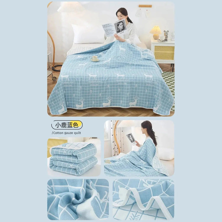 Cool Breathability Summer Quilt Multi-functional Cotton Gauze Fabric Towel Blanket Thin Breathable Duvet Skin-friendly Comforter Jonine’s Corner