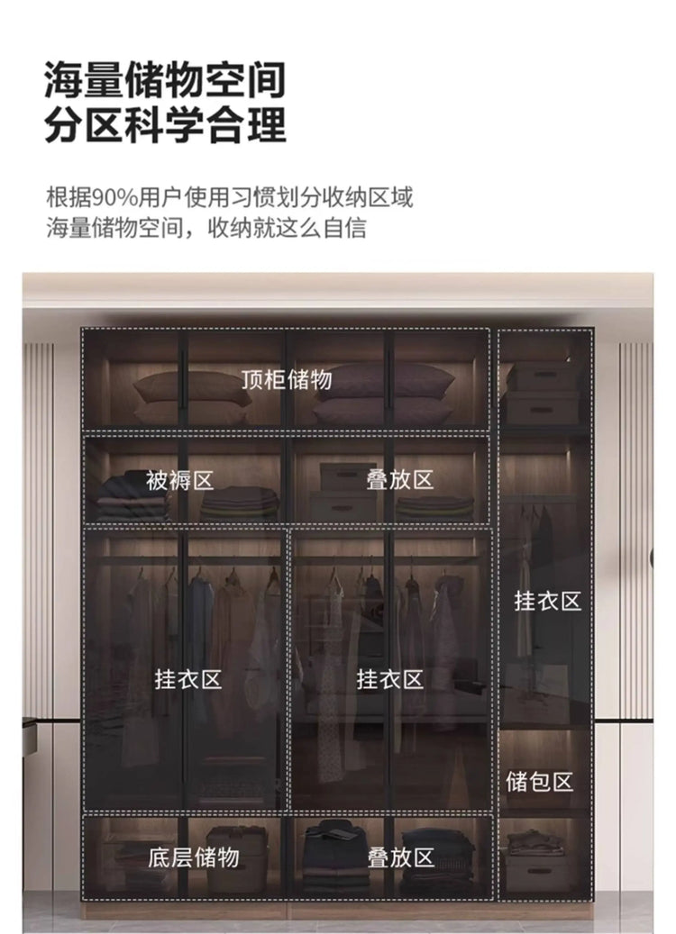 Glass light luxury corner cloakroom wardrobe Double clothes closet cabinets and wardrobes Cabinet dressing clothe home furniture Jonine&
