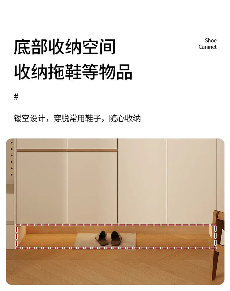 Cream wood style entry shoe cabinet modern entrance cabinet wardrobe floor-standing solid wood storage cabinet Jonine’s Corner