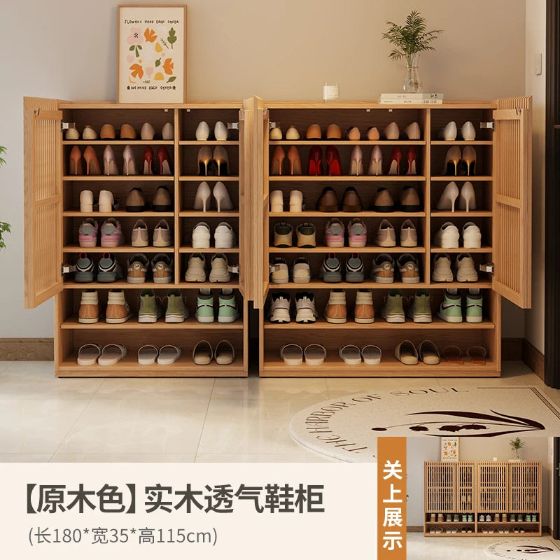 Vintage Luxury Wood Shoe Rack — Space-Saving Entryway Storage