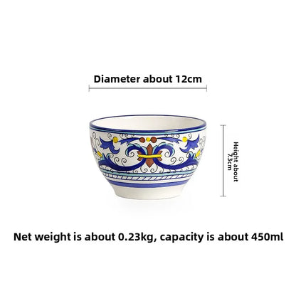 Hand-Painted Ceramic Steak Plate — Irregular Western Dinnerware
