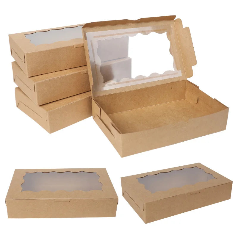 Kraft Paper Gift Boxes with Window — Set of 5, 10, or 20