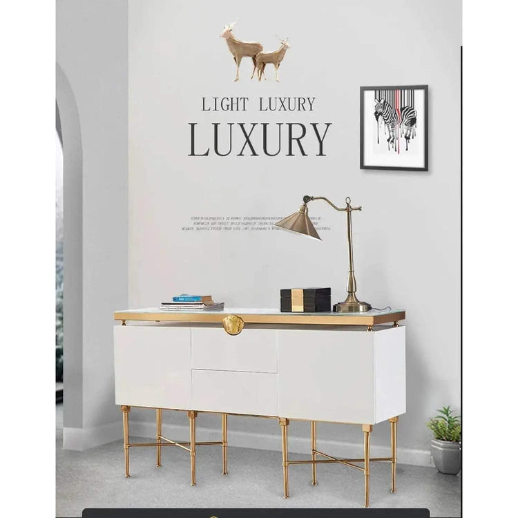 Modern Glass & Steel Sideboard Cabinet Jonine’s Corner