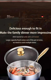 316 Stainless Steel Frying Pan Deepened Wok Non-Stick Skillets Steak Gas Stove Induction Cooker Universal Pan Kitchen Cookware Jonine&