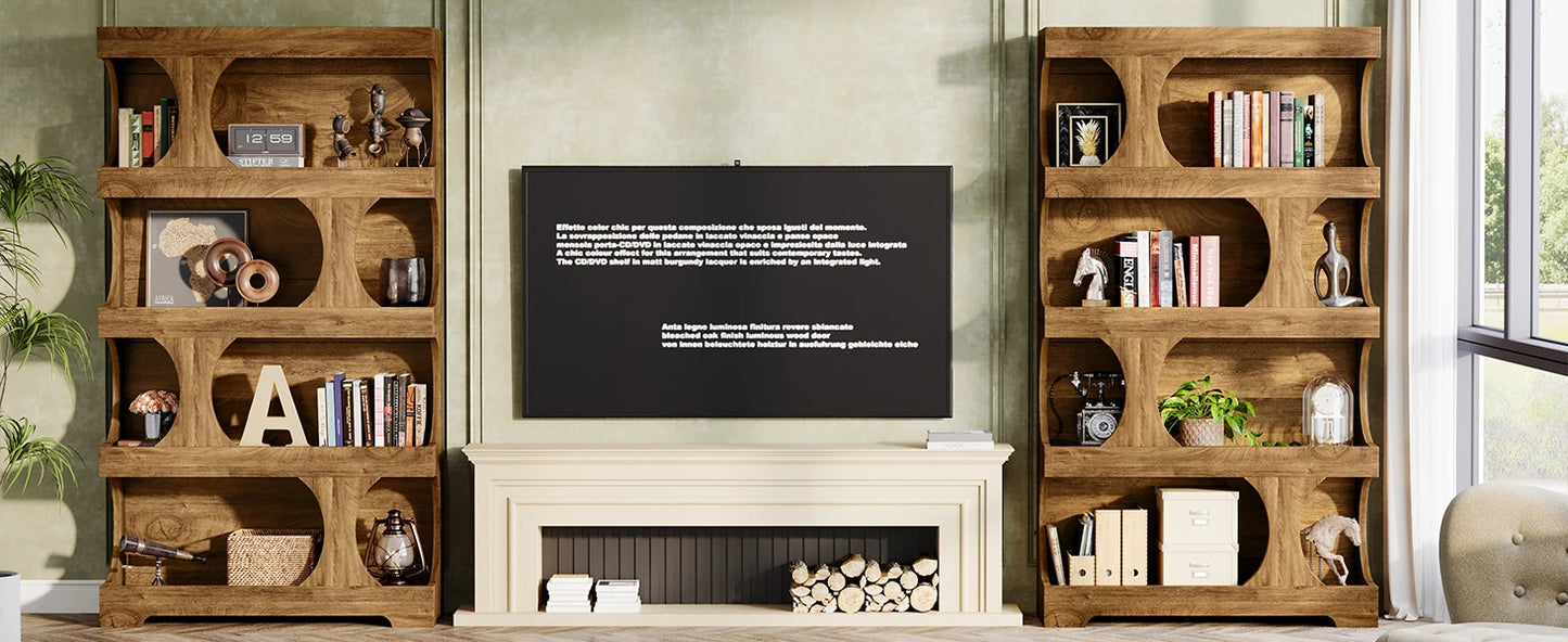 Curves That Work — Tribesigns 71" Tall S-Shaped Bookcase & Display Shelving