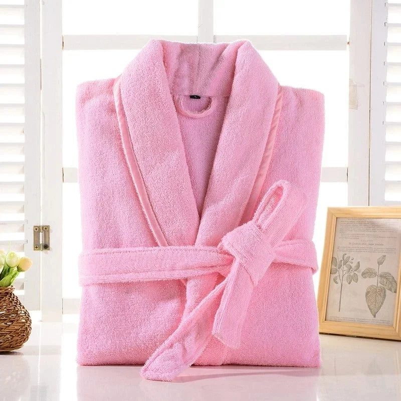 Wrapped in Warmth — 100% Cotton Terry Bathrobe for Women