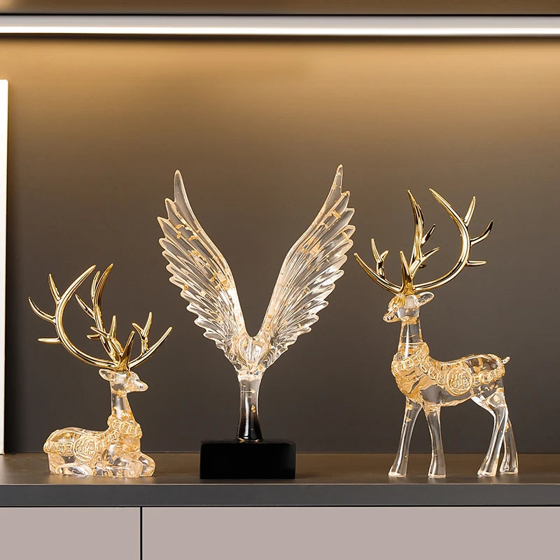 Gold Angel Wing Sculpture — Abstract Resin Figurine for Home Décor & Shelf Styling