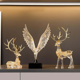 Gold Angel Wing Sculpture — Abstract Resin Figurine for Home Décor & Shelf Styling