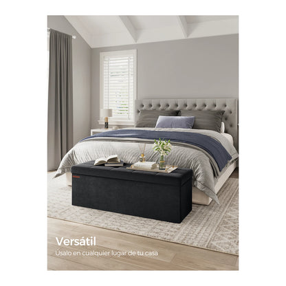 SONGMICS Foldable Storage Ottoman: 38 x 110 x 38 cm Cube Bench (300 kg capacity) for Living Room, Bedroom