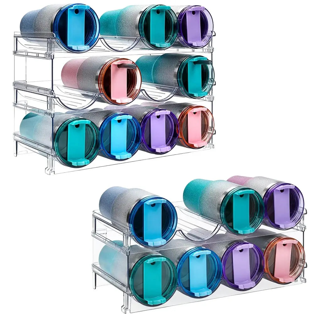 Stackable Water Bottle Organizer – 2-Pack Cabinet Storage Rack