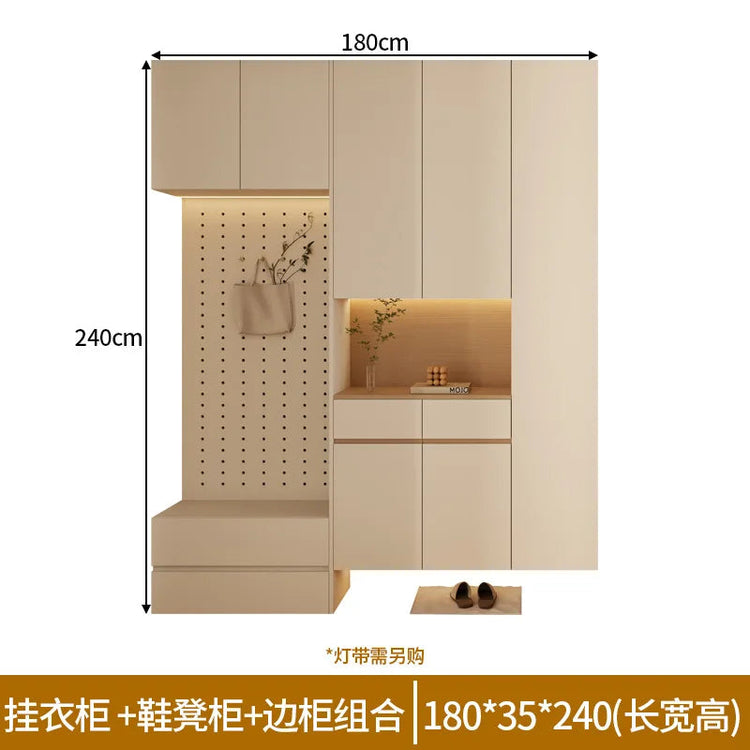 Cream wood style entry shoe cabinet modern entrance cabinet wardrobe floor-standing solid wood storage cabinet Jonine’s Corner