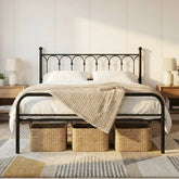 JHK Square Metal Platform Bed Frame Heavy Duty with 11.9" Under-Bed Storage No Box Spring Needed Easy Assembly For Living Room Jonine&