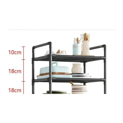 Kitchen storage cart for shelves - multi-level floor-standing household storage unit - bathroom shelf - microwave oven shelf