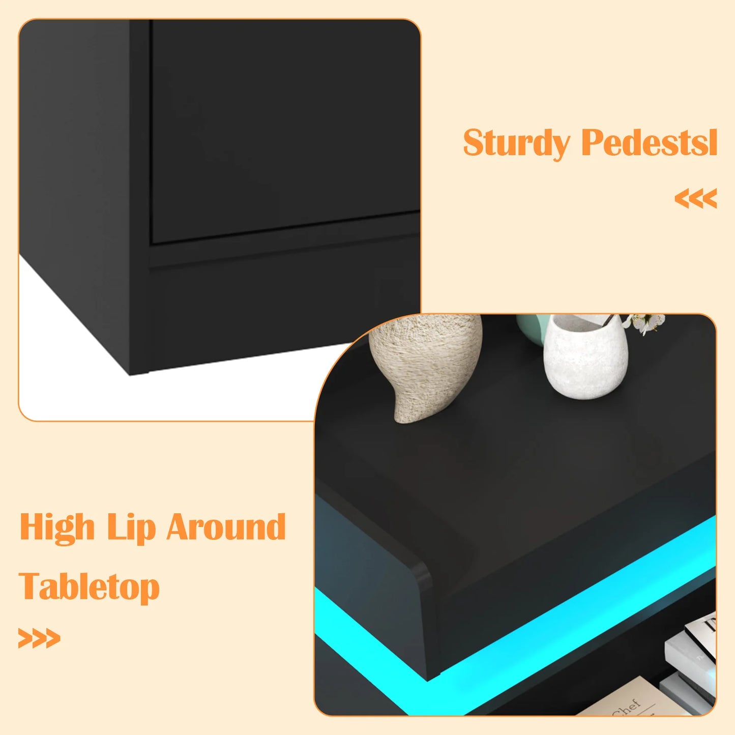 7 Drawer Dresser with LED Light and Charging Station, Modern Chest of Drawers for Closet, Wide Drawer Organizer Cabinet for Bedr