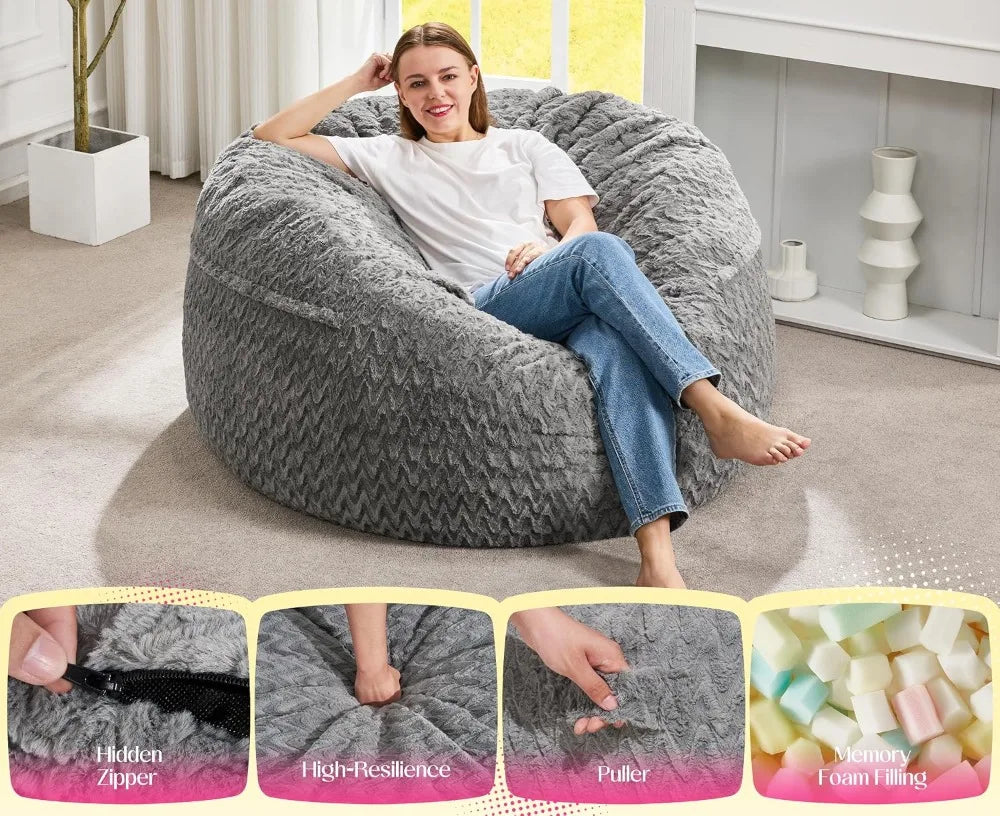 Sit, Lounge, Sleep — 3-in-1 Memory Foam Bean Bag Chair &amp; Bed