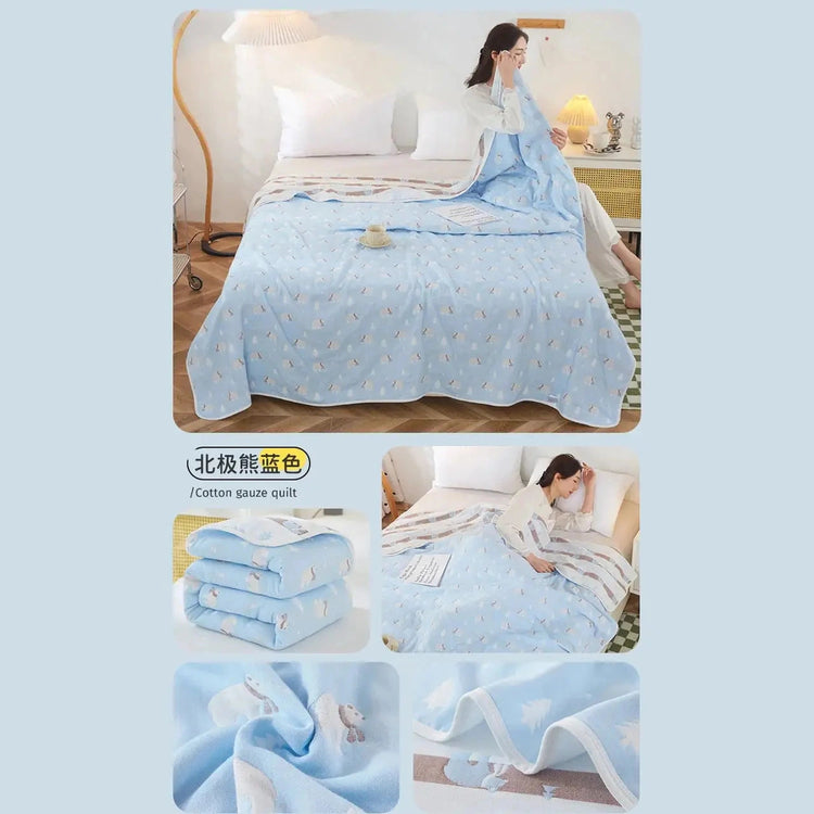 Cool Breathability Summer Quilt Multi-functional Cotton Gauze Fabric Towel Blanket Thin Breathable Duvet Skin-friendly Comforter Jonine’s Corner