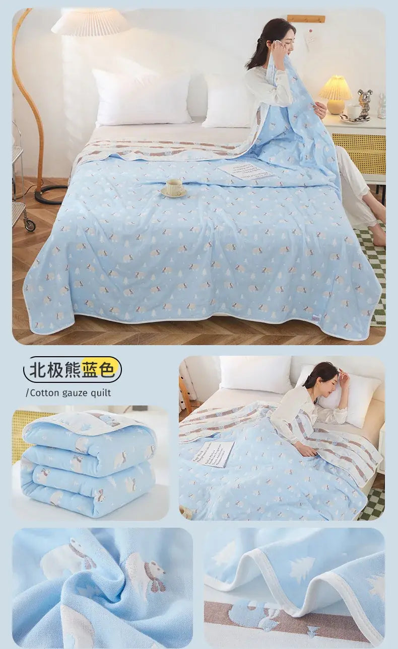 Cool Breathability Summer Quilt Multi-functional Cotton Gauze Fabric Towel Blanket Thin Breathable Duvet Skin-friendly Comforter